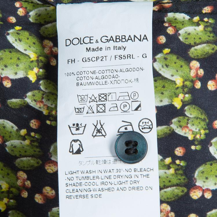 Pre Owned Dolce and Gabbana Men's Green Cactus Shirt L