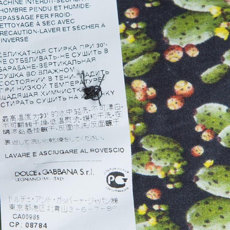 Pre Owned Dolce and Gabbana Men's Green Cactus Shirt L