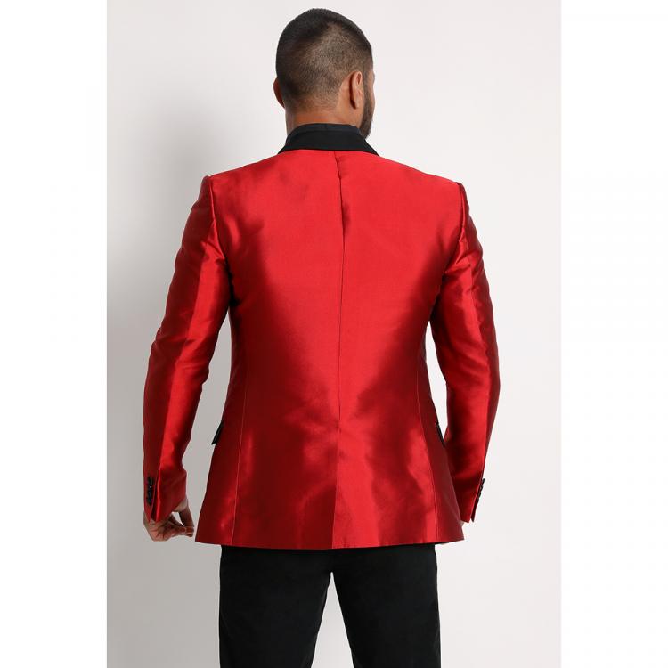 Pre Owned Dolce & Gabbana Red Martini Satin Tuxedo Suit S (IT 46)