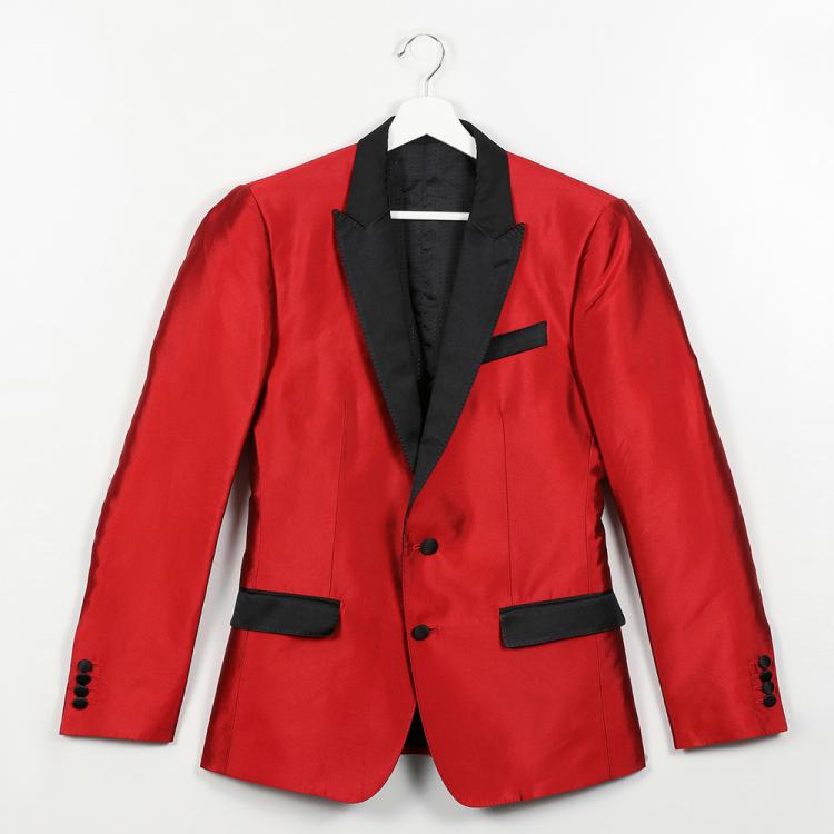 Pre Owned Dolce & Gabbana Red Martini Satin Tuxedo Suit S (IT 46)