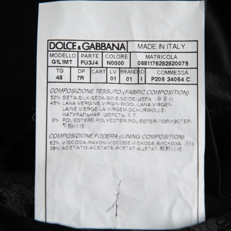 Pre Owned Dolce & Gabbana Black Crepe Single-Breasted Martini Blazer M
