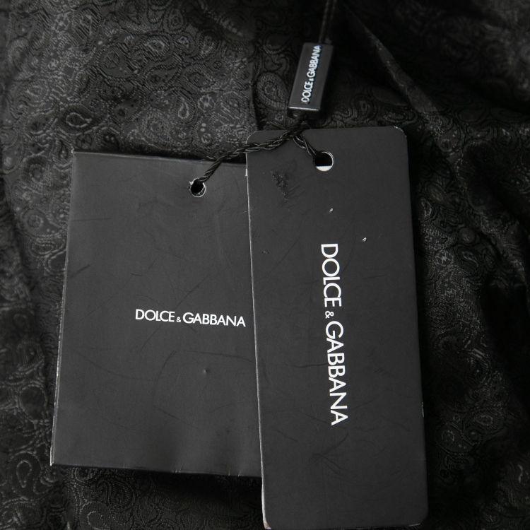 مملوكة مسبقًا Dolce & Gabbana Black Floral Jacquard Velvet Trim Tailored Blazer M