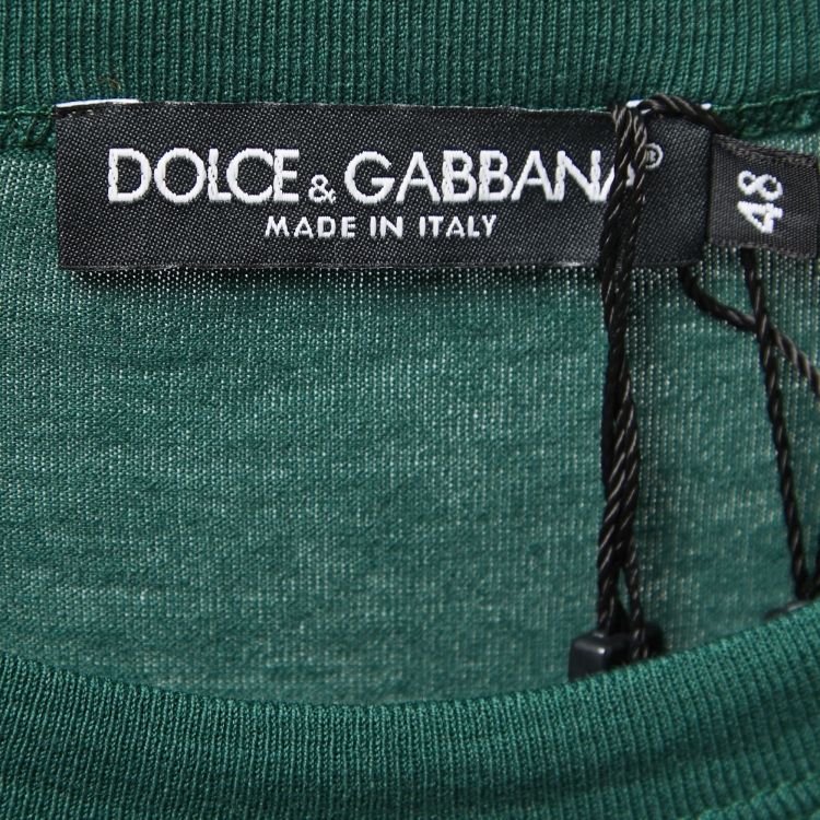 Pre Owned Dolce & Gabbana Green Crown Bee Flock Print Cotton T-Shirt M