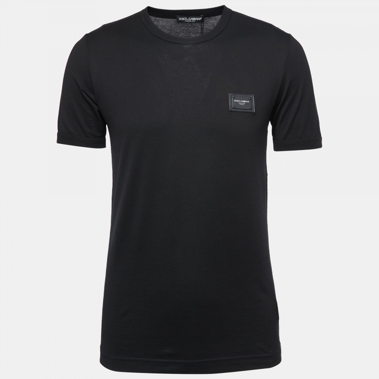 Pre Owned Dolce & Gabbana Black Cotton Crew Neck T-Shirt S 