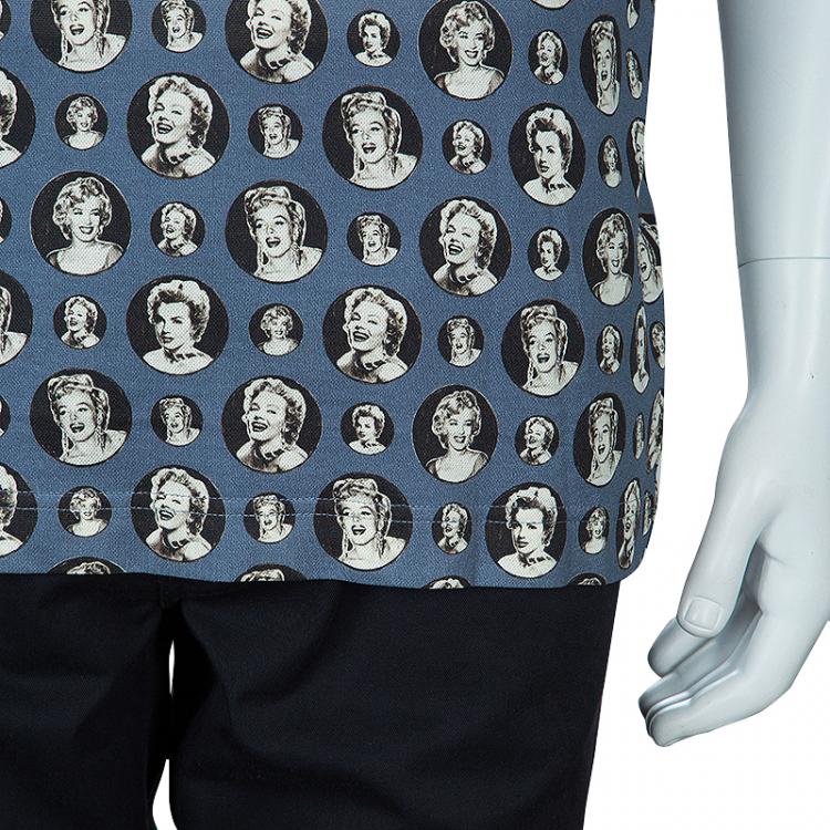 Pre Owned Dolce and Gabbana Men's Grey Marilyn Monroe Print Polo Shirt XL
