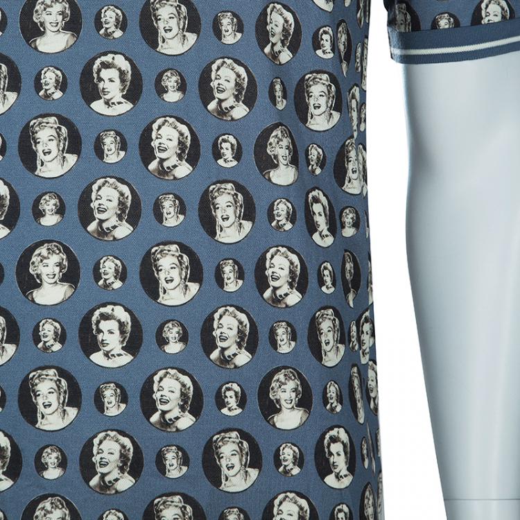 Pre Owned Dolce and Gabbana Men's Grey Marilyn Monroe Print Polo Shirt XL