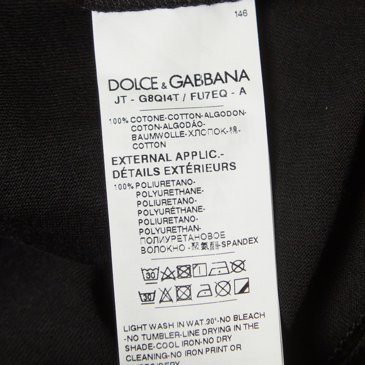 Pre Owned Dolce & Gabbana Black Logo Print Cotton Re-Edition T-Shirt XXL