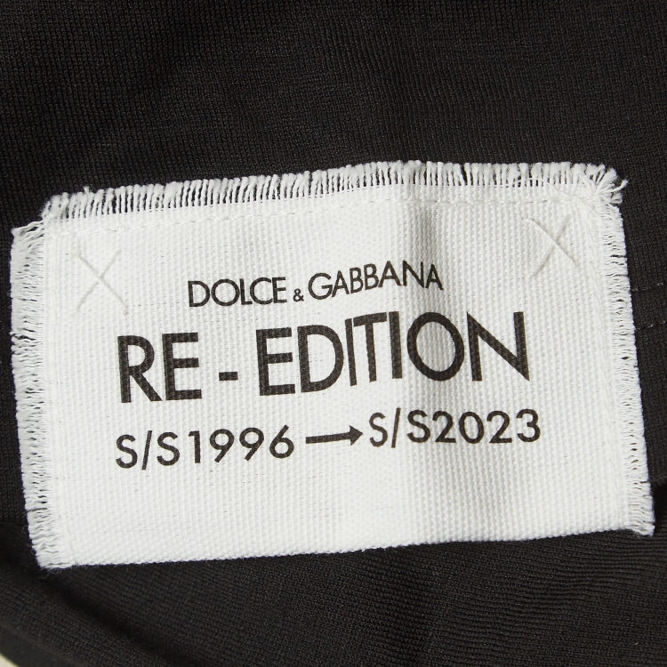 Pre Owned Dolce & Gabbana Black Logo Print Cotton Re-Edition T-Shirt XXL