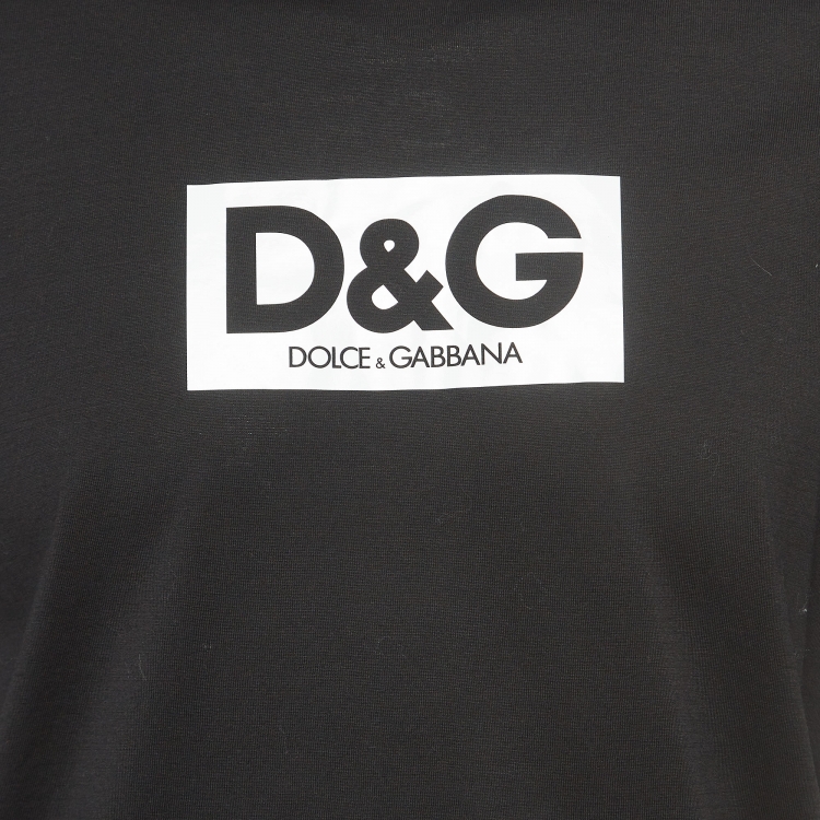 Pre Owned Dolce & Gabbana Black Logo Print Cotton Re-Edition T-Shirt XXL