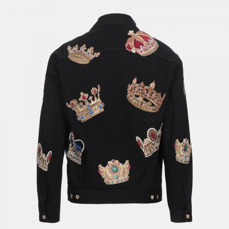 Pre Owned Dolce & Gabbana Black Embroidered Denim Jacket XS (IT 44)