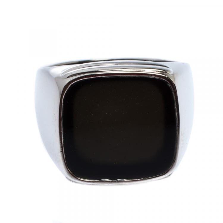 Dolce & Gabbana Black Obsidian Stone 18k White Gold Signet Ring Size 60  Dolce & Gabbana | TLC