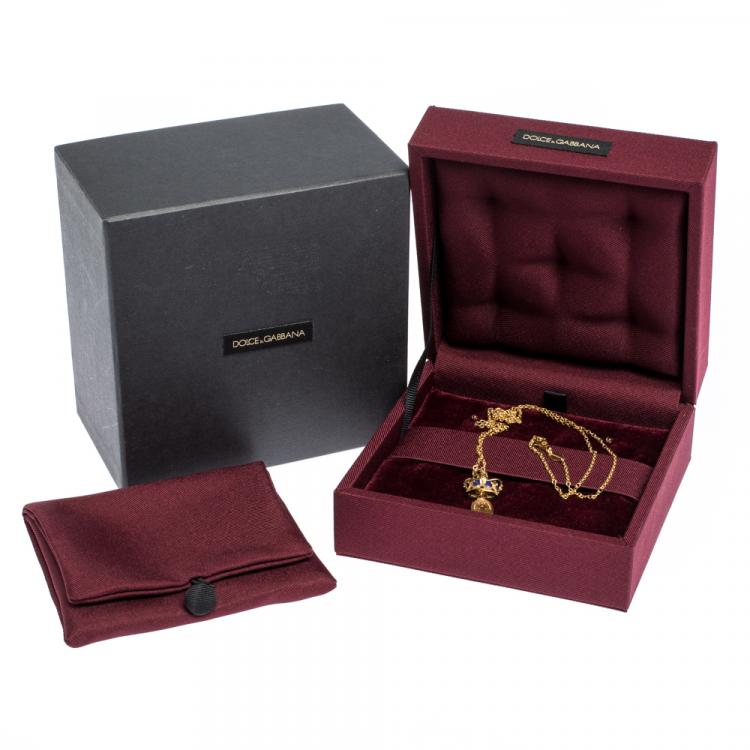 Pre Owned Dolce & Gabbana King Multi Gemstones 18k Yellow Gold Pendant Necklace