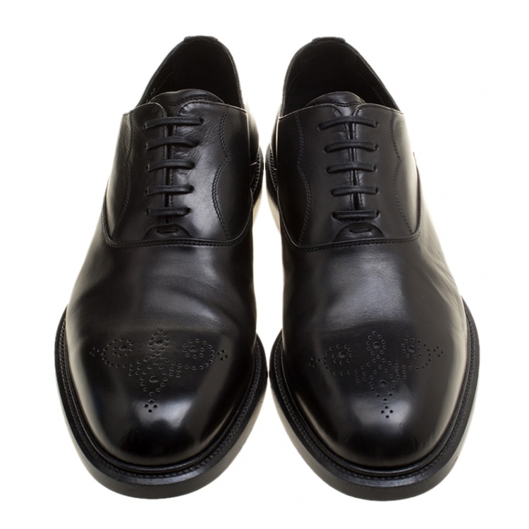 Pre Owned Dolce and Gabbana Black Leather Marsala Oxfords Size 44