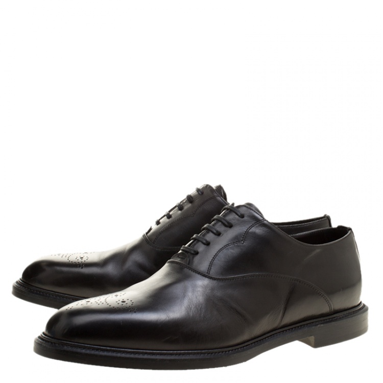 Pre Owned Dolce and Gabbana Black Leather Marsala Oxfords Size 44