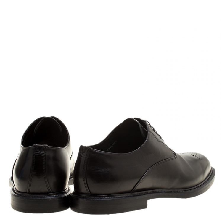 Pre Owned Dolce and Gabbana Black Leather Marsala Oxfords Size 44