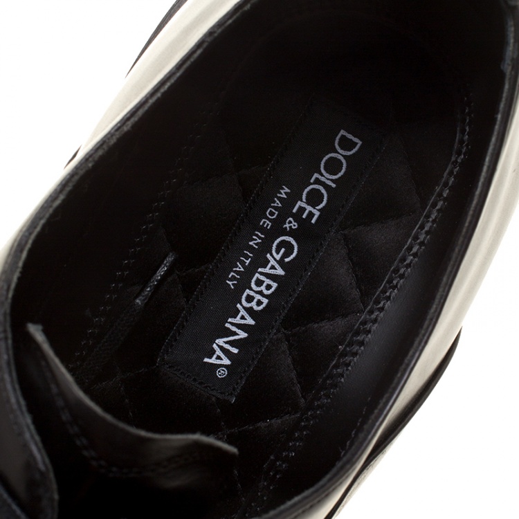 Pre Owned Dolce and Gabbana Black Leather Marsala Oxfords Size 44