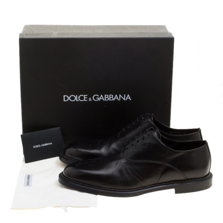 Pre Owned Dolce and Gabbana Black Leather Marsala Oxfords Size 44