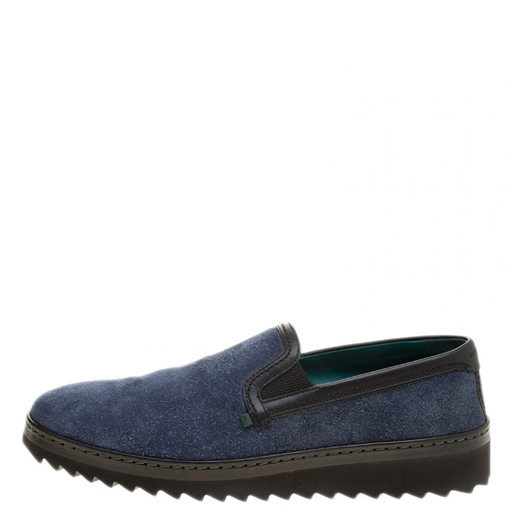 Pre Owned Dolce and Gabbana Blue Nubuck Mondello Slip On Sneakers Size 43