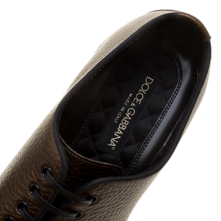 Pre Owned Dolce and Gabbana Brown Leather Sicilia Oxfords Size 43