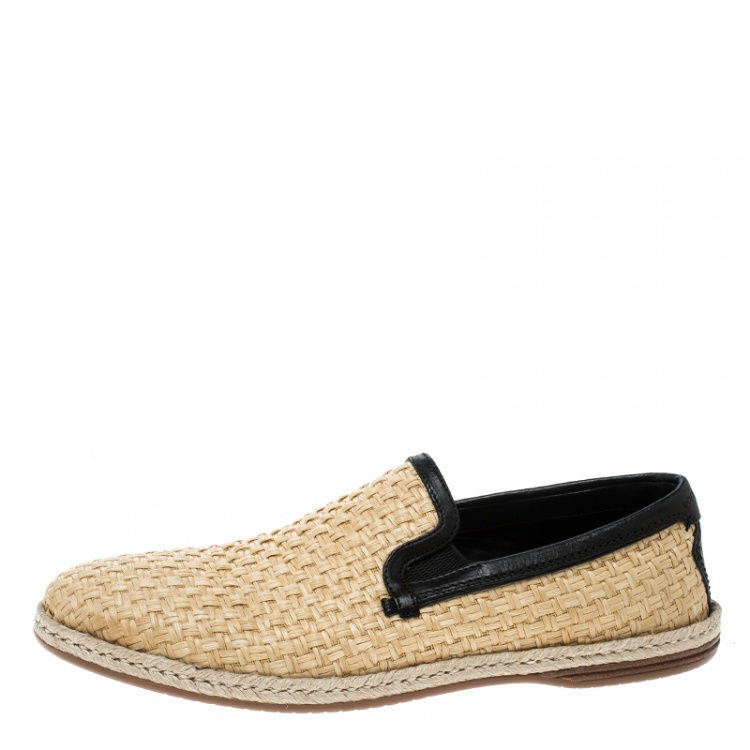 Pre Owned Dolce & Gabbana Beige Jute Espadrilles Size 43