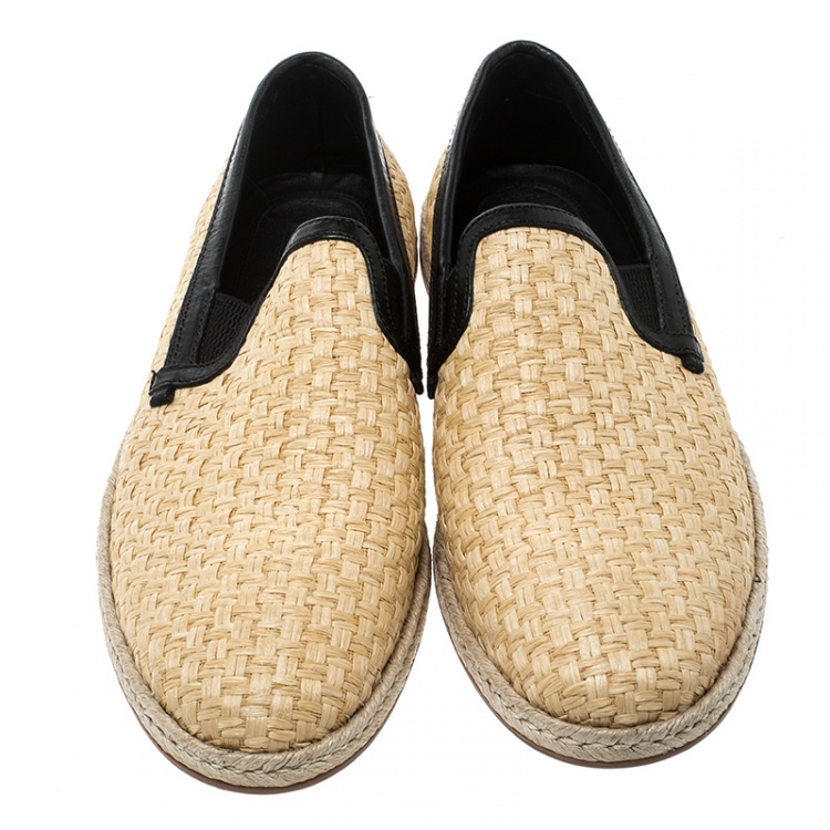 Pre Owned Dolce & Gabbana Beige Jute Espadrilles Size 43