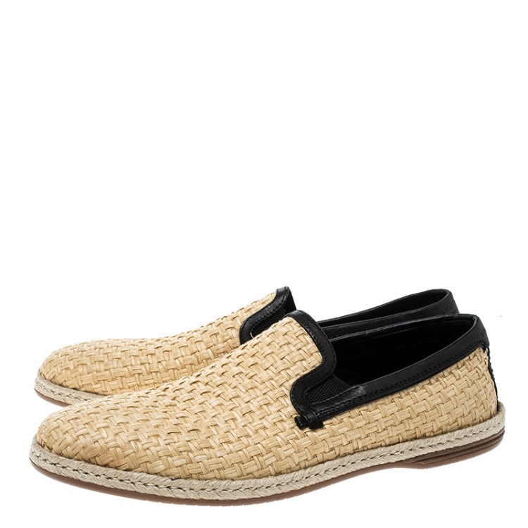 Pre Owned Dolce & Gabbana Beige Jute Espadrilles Size 43