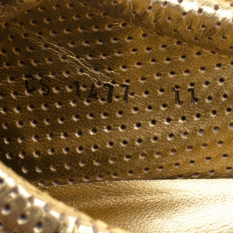 مملوكة مسبقًا Dolce and Gabbana Metallic Gold Perforated Leather Sneakers Size 45