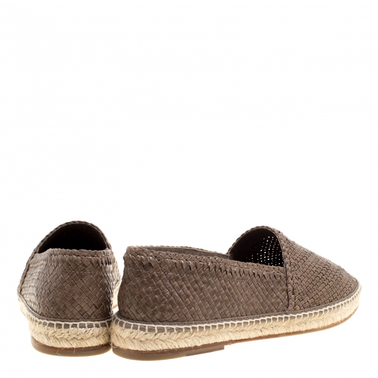 Pre Owned Dolce & Gabbana Brown Braided Leather Espadrilles Size 42