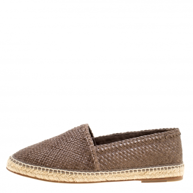 Pre Owned Dolce & Gabbana Brown Braided Leather Espadrilles Size 42