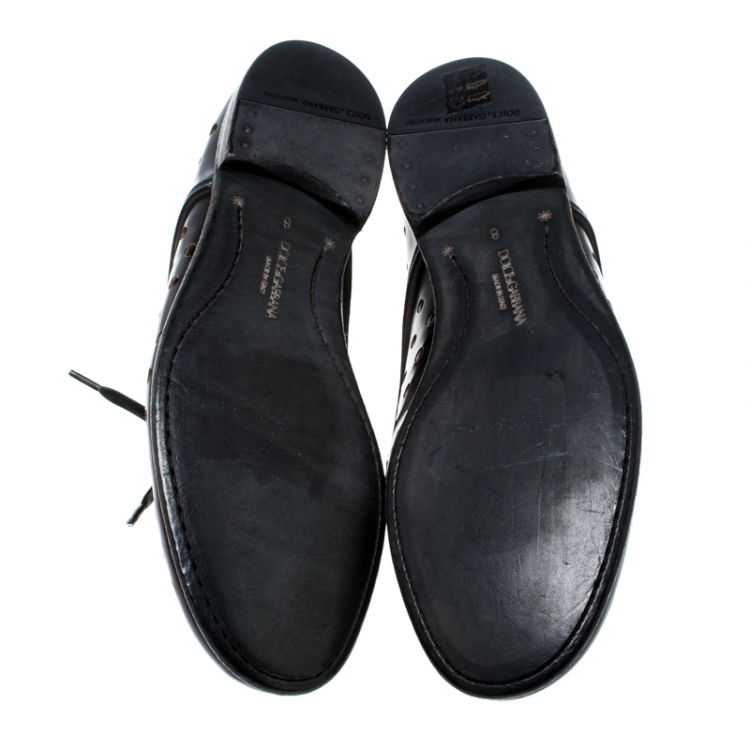 مملوكة مسبقًا Dolce and Gabbana Burgundy Perforated Derby Size 42