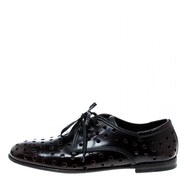 مملوكة مسبقًا Dolce and Gabbana Burgundy Perforated Derby Size 42