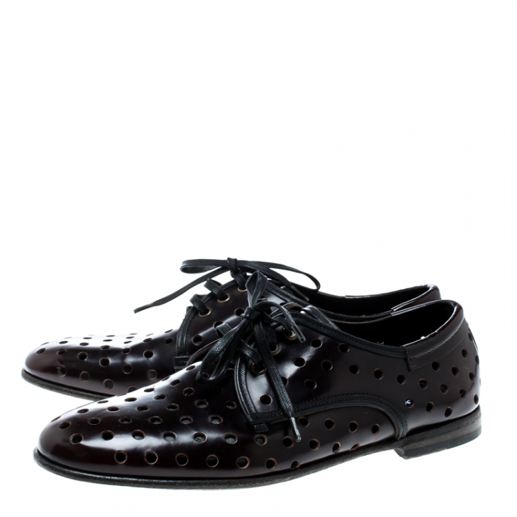 مملوكة مسبقًا Dolce and Gabbana Burgundy Perforated Derby Size 42