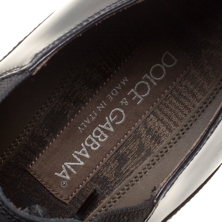 Pre Owned Dolce and Gabbana Black Brogue Leather Milano Oxfords Size 40