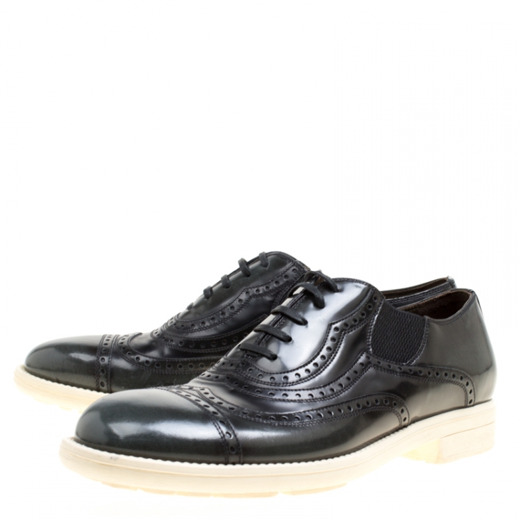 Pre Owned Dolce and Gabbana Black Brogue Leather Milano Oxfords Size 40