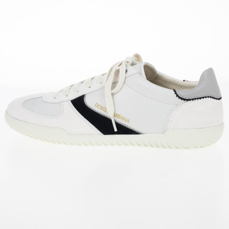 Pre Owned Dolce and Gabbana White Suede and Leather Sneakers Size 44.5