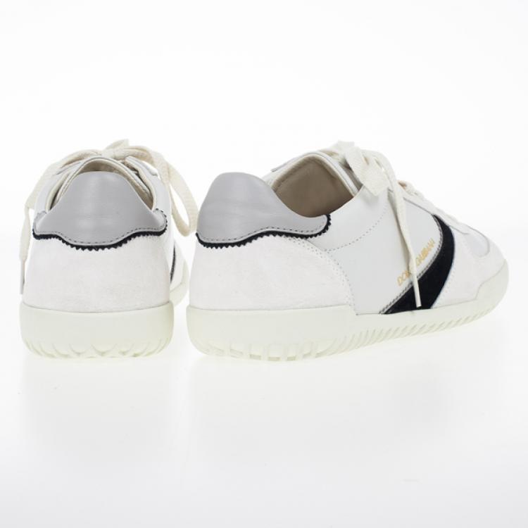 Pre Owned Dolce and Gabbana White Suede and Leather Sneakers Size 44.5