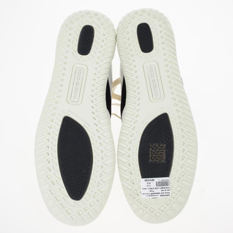 Pre Owned Dolce and Gabbana White Suede and Leather Sneakers Size 44.5