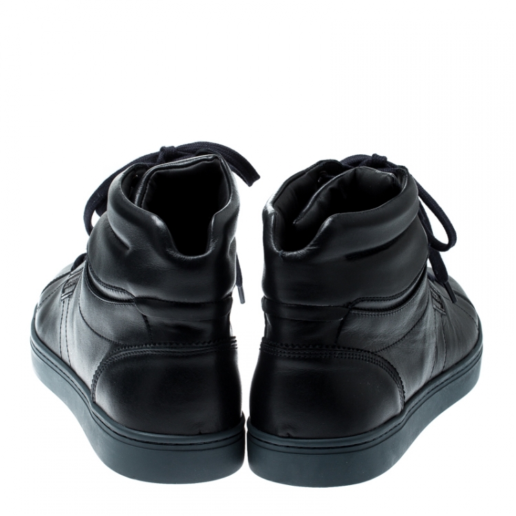 مملوكة مسبقًا Dolce And Gabbana Navy Blue Leather High Top Sneakers Size 42