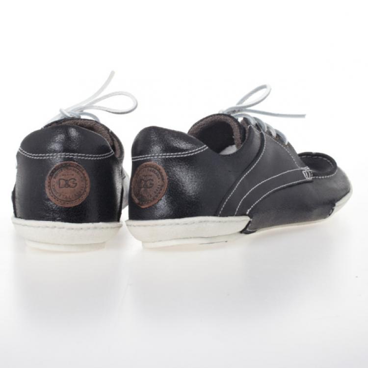 Pre Owned Dolce and Gabbana Panarea Crackled Calfskin Sneakers Size 44.5