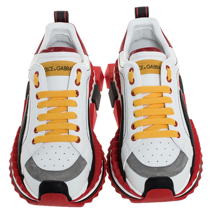 Pre Owned Dolce & Gabbana Multicolor Leather And Rubber Super King Lace Up Sneakers Size 42.5