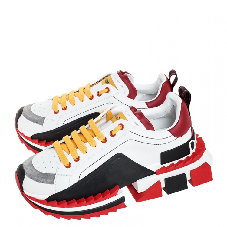Pre Owned Dolce & Gabbana Multicolor Leather And Rubber Super King Lace Up Sneakers Size 42.5
