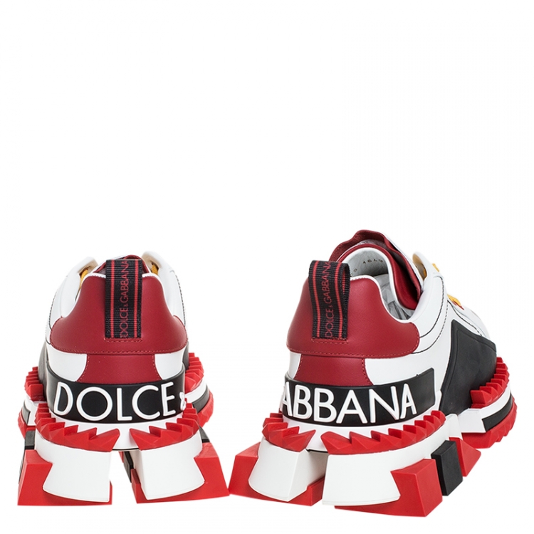 Pre Owned Dolce & Gabbana Multicolor Leather And Rubber Super King Lace Up Sneakers Size 42.5