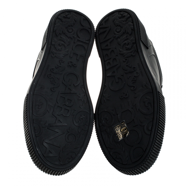 Pre Owned Dolce & Gabbana Black Leather Miami Logo Low Top Sneakers Size 43