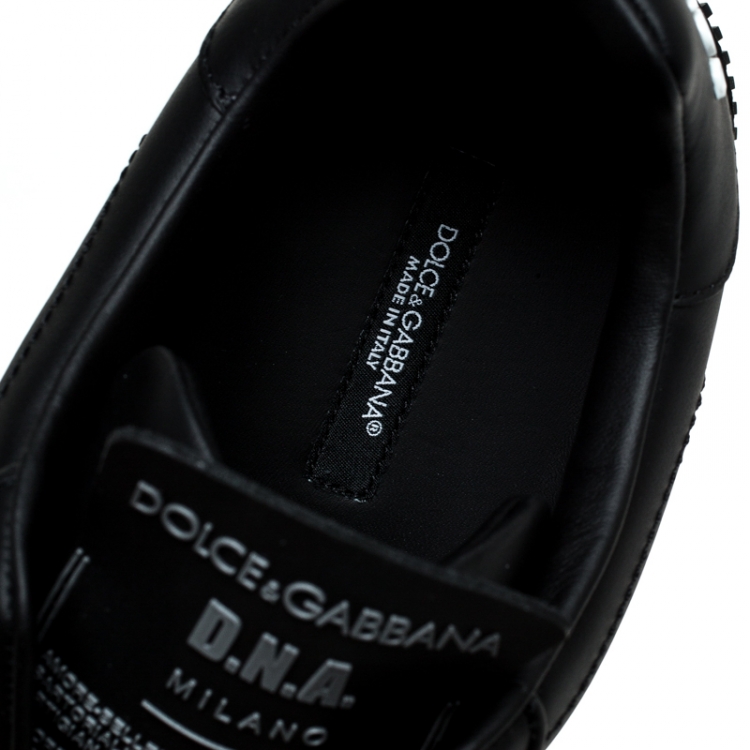 Pre Owned Dolce & Gabbana Black Leather Miami Logo Low Top Sneakers Size 42