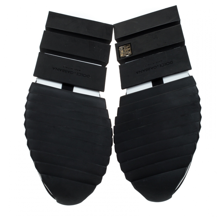 Pre Owned Dolce and Gabbana Black Stretch Fabric Sorrento Slip On Sneakers Size 45