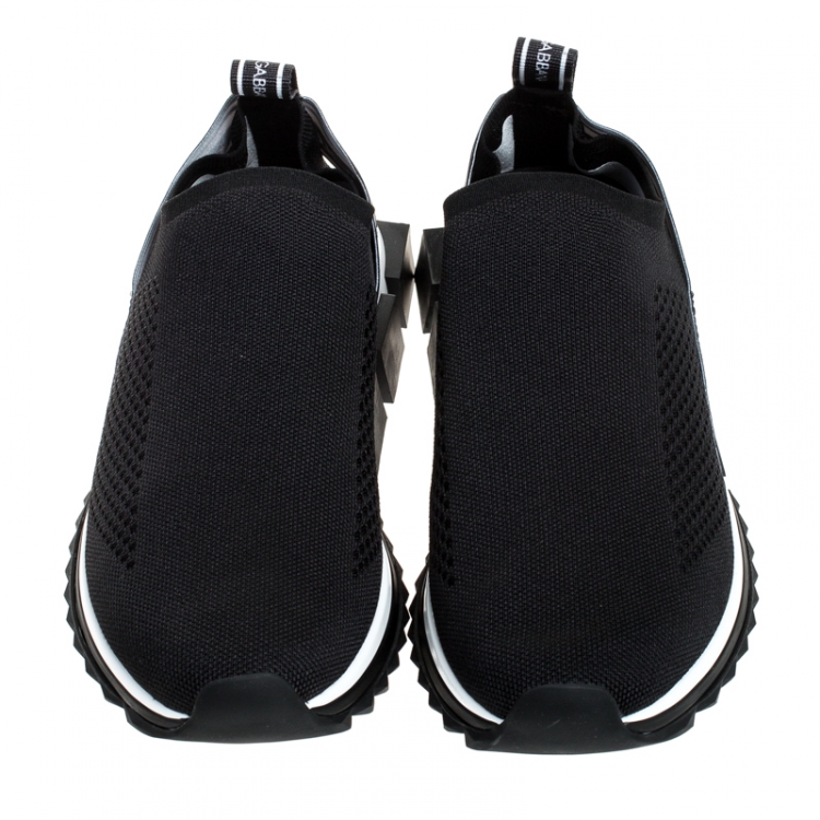 Pre Owned Dolce and Gabbana Black Stretch Fabric Sorrento Slip On Sneakers Size 45
