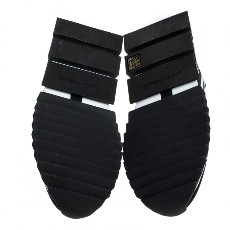 مملوكة مسبقًا Dolce and Gabbana Black Stretch Fabric Sorrento Logo Slip On Sneakers Size 42