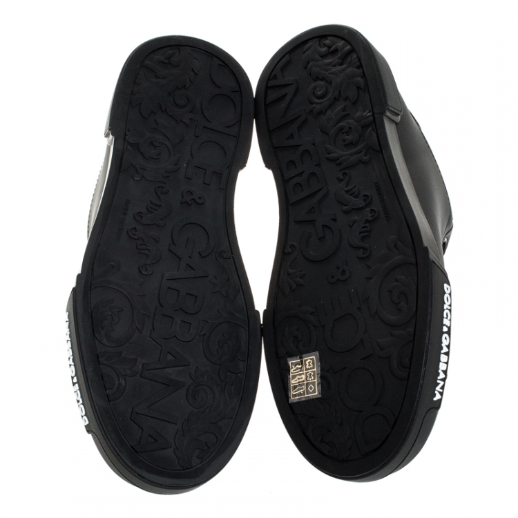 Pre Owned Dolce and Gabbana Black Leather Low Top Sneakers Size 40
