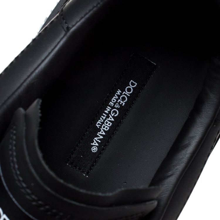 مملوكة مسبقًا Dolce and Gabbana Black Leather Low Top Sneakers Size 45