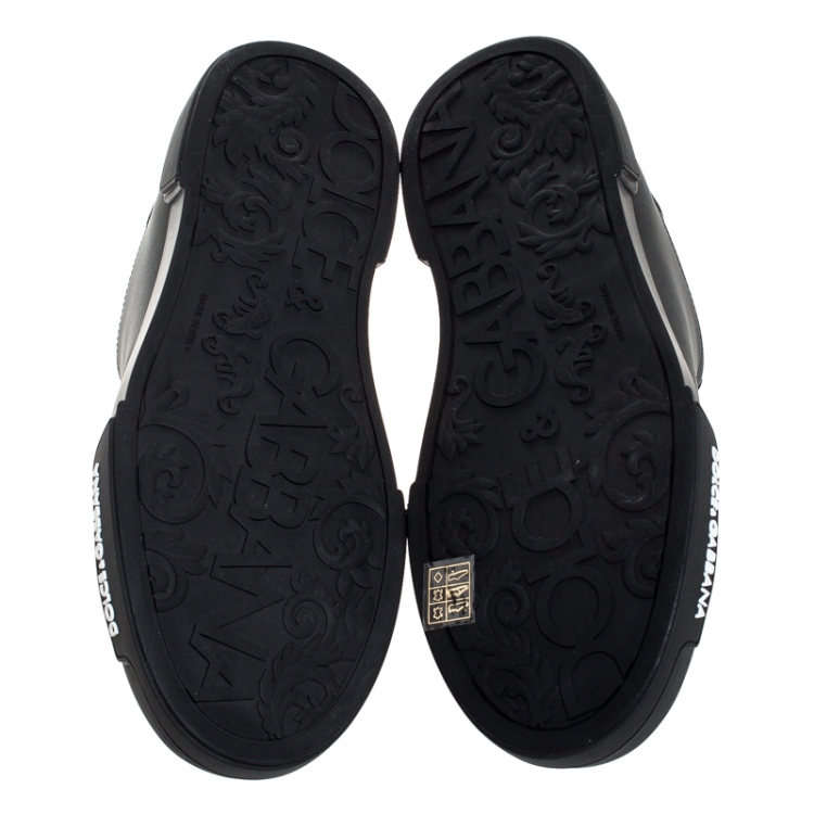 Pre Owned Dolce & Gabbana Black Leather Low Top Sneakers Size 43